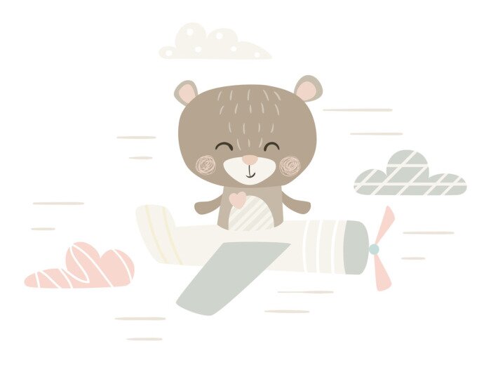 Poster  Un ours dans un avion parmi les nuages