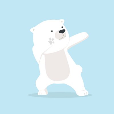 Poster  Un ours polaire blanc dans une drôle de pose