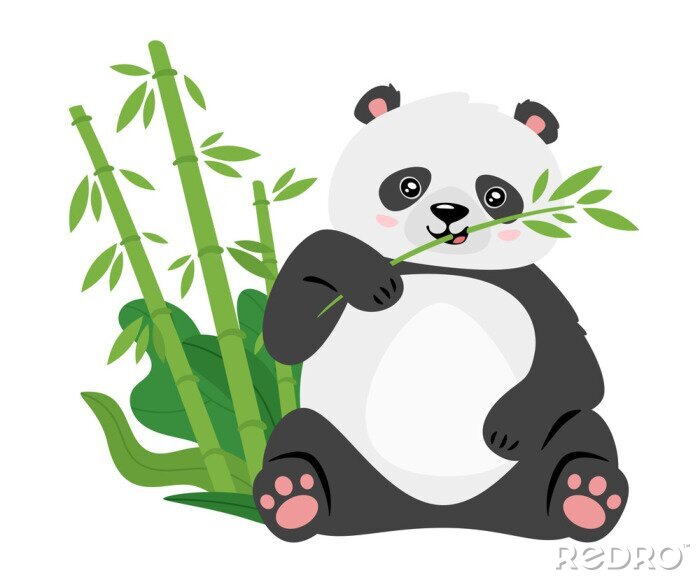 Poster  Un panda tenant une branche de bambou dans sa patte