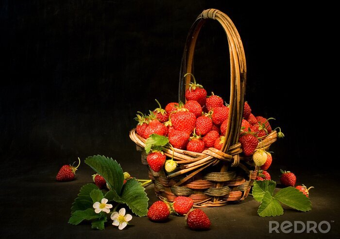 Poster  Un panier de fraises des bois