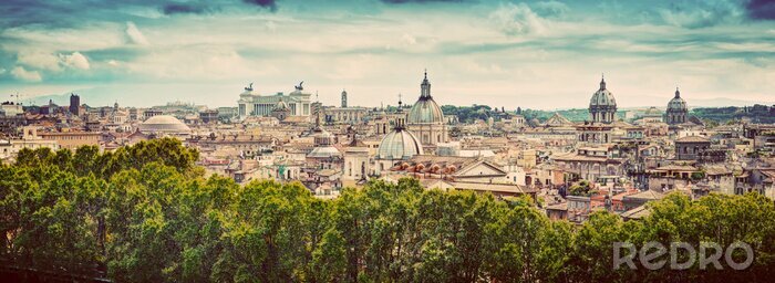 Poster  Un panorama de Rome avec des dômes et des monuments