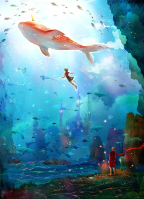 Poster  Un pays magique avec un château sous-marin