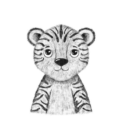 Poster  Un petit tigre heureux