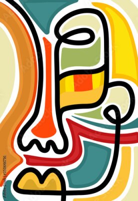 Poster  Un portrait coloré d'une fille cubiste