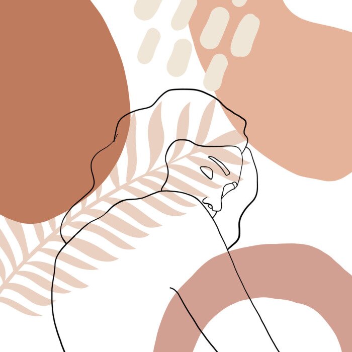 Poster  Un portrait minimaliste d'une femme avec des éléments abstraits