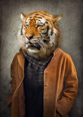 Poster  Un tigre en vêtements humains