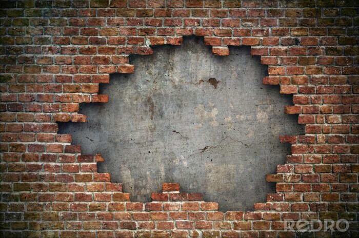 Poster  Un trou dans un mur de briques