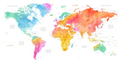 Poster  Une carte du monde dans un style aquarelle ombré