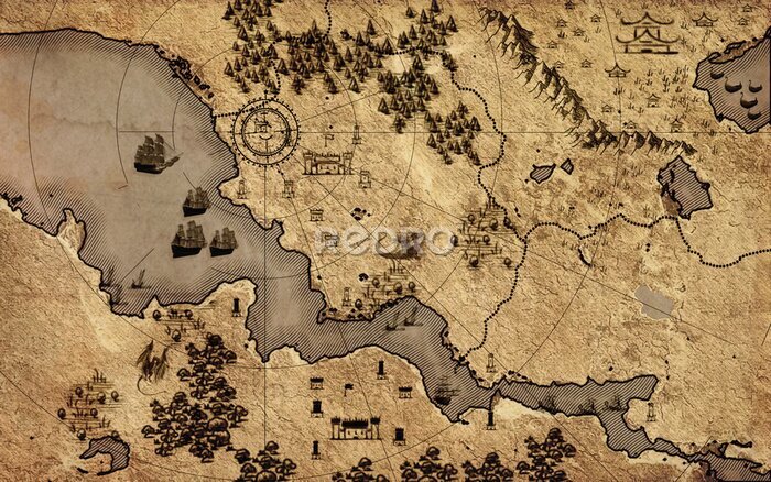 Poster  Une carte fantastique des temps anciens