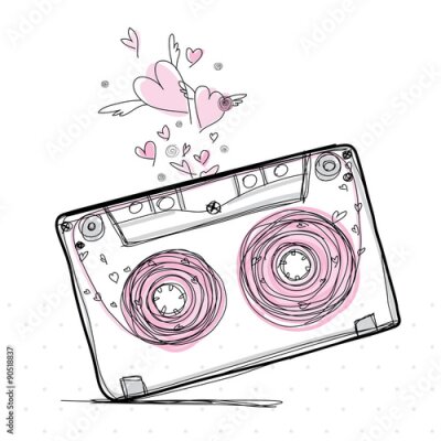 Poster  Une cassette audio rose