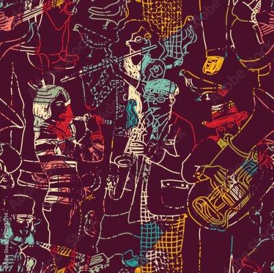 Poster  Une composition artistique de musiciens sur fond noir