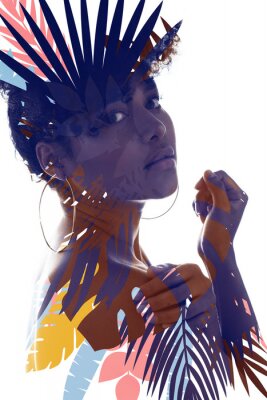 Poster  Une femme au corps couvert de graphismes colorés