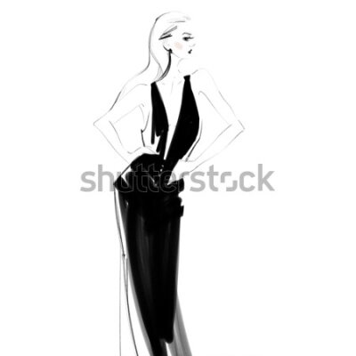 Poster  Une femme en longue robe de soirée noire