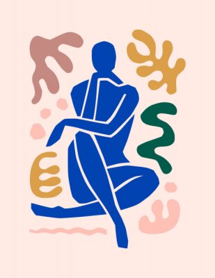 Poster  Une figure bleue dans le style de Matisse