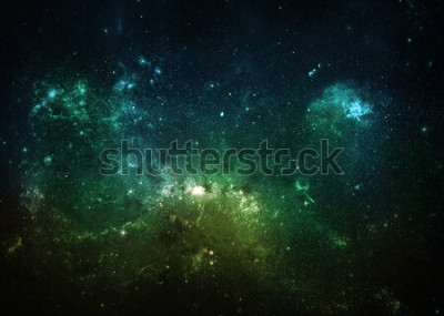 Poster  Une galaxie magique de nébuleuses vertes