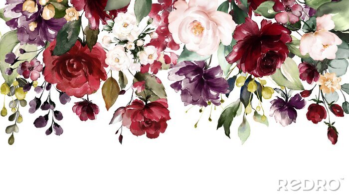 Poster  Une guirlande de roses multicolores