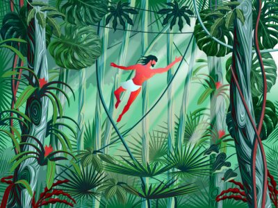 Poster  Une illustration de Tarzan dans la jungle