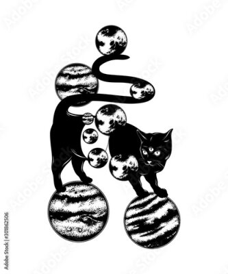 Poster  Une interprétation artistique d'un chat noir à trois yeux.