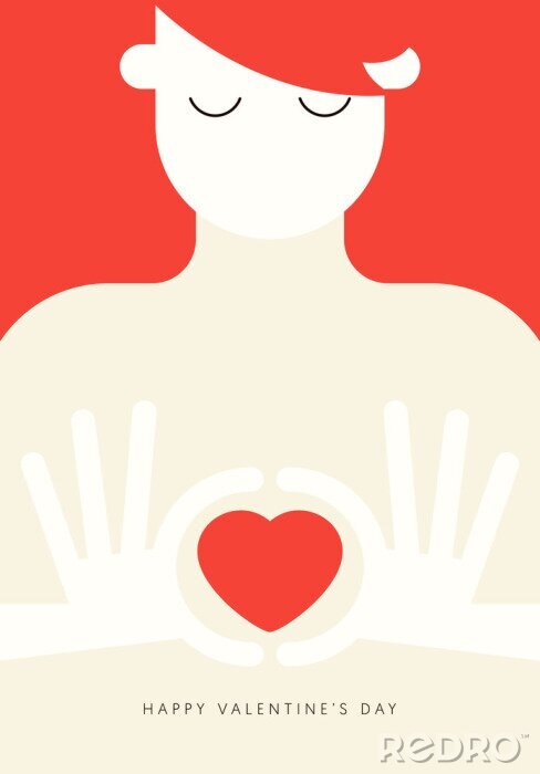 Poster  Une personne avec design plat concept coeur Saint Valentin