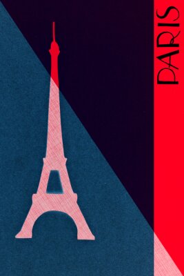 Poster  Une photo minimaliste de la tour Eiffel et du panneau Paris