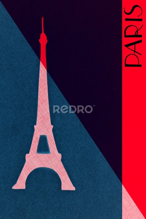 Poster  Une photo minimaliste de la tour Eiffel et du panneau Paris