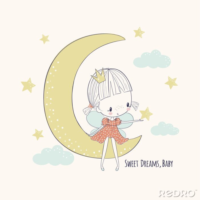 Poster  Une princesse sur la lune cherchant une étoile