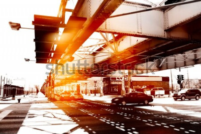 Poster  Une rue de la ville de Chicago