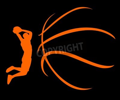 Poster  Une silhouette d'un ballon de basket isolé sur fond blanc