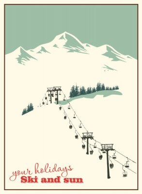 Poster  Une simple illustration de ski dans un style rétro.