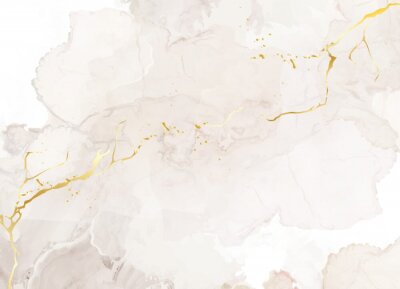 Papier peint  Une tache beige coupée d'un ruban doré