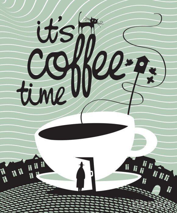 Poster  Une tasse avec une inscription et un chat