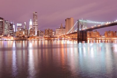 Poster  Une ville atmosphérique et le pont de Brooklyn