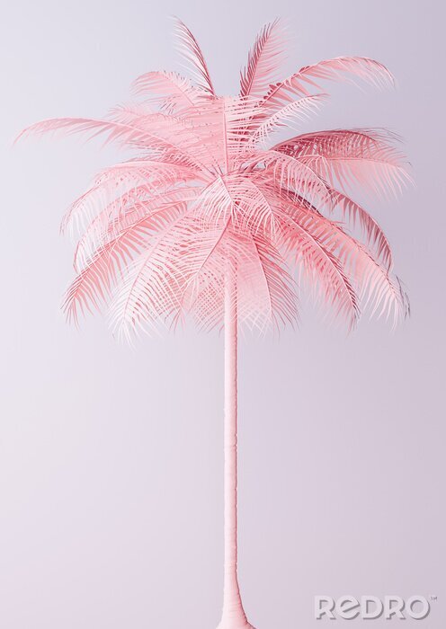 Poster  Unusual Pastel Pink Palm 3d illustration