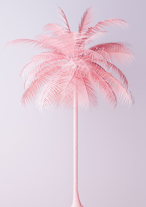 Poster  Unusual Pastel Pink Palm 3d illustration