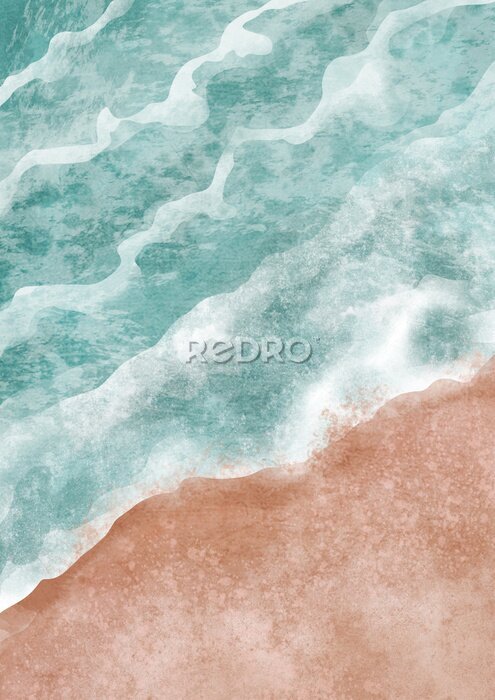 Poster  Vagues de la mer sur le sable dans un style abstrait