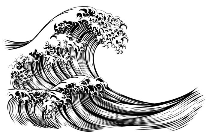 Poster  Vagues de style oriental