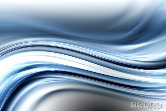Poster  Vagues horizontales blanc et bleu