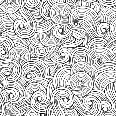 Papier peint à motif  Vagues japonaises en noir et blanc