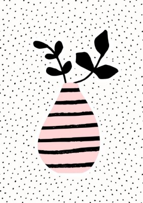 Vase rose avec branches