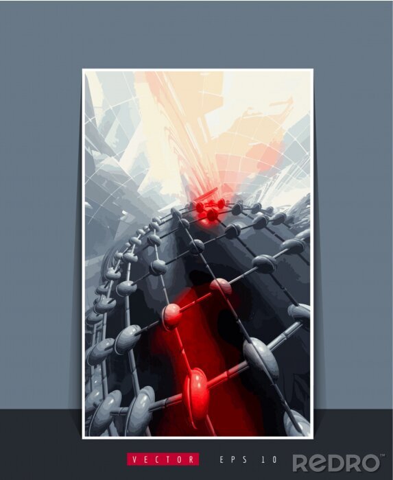 Poster  Vector banner background of 3D rendering abstract technology digital hi tech concept 