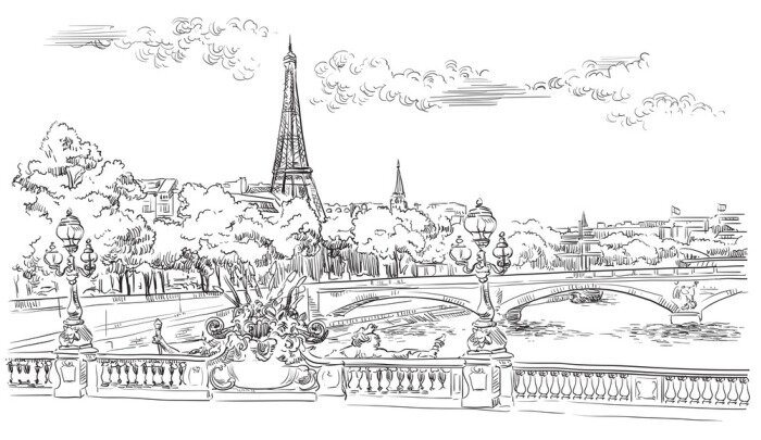 Poster  Vector hand drawing Paris 8