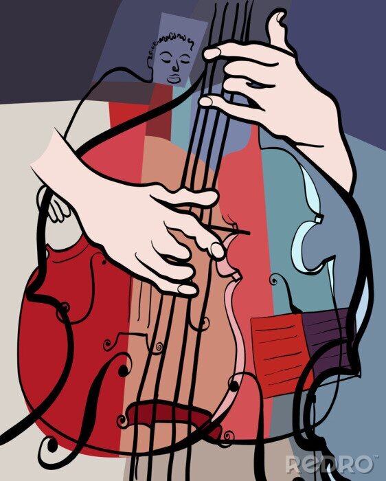Poster  Vector illustration d'une composition de contrebasse