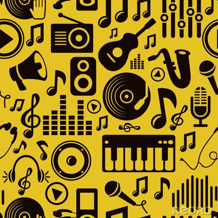 Poster  Vector music seamless avec des icônes