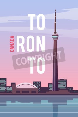 Poster  Vectoriel rétro affiche. Canada. CN Tower Flat design