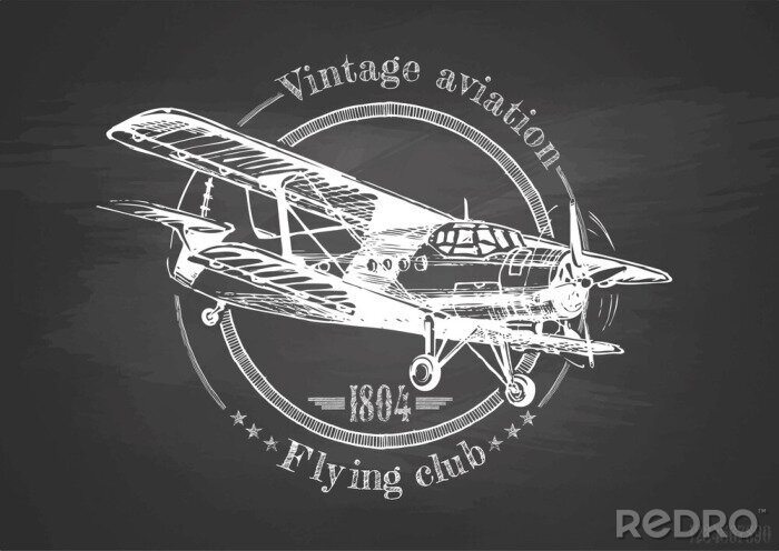 Poster  Véhicule d'avion noir et blanc sur le plateau