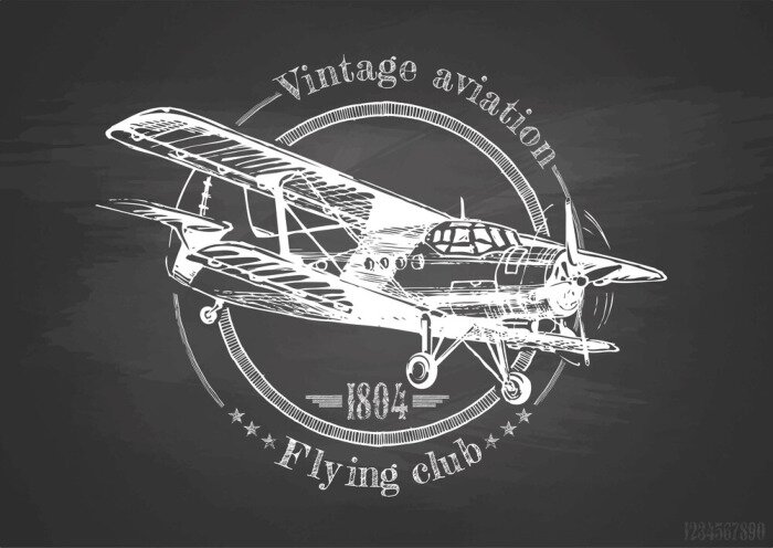 Poster  Véhicule d'avion noir et blanc sur le plateau