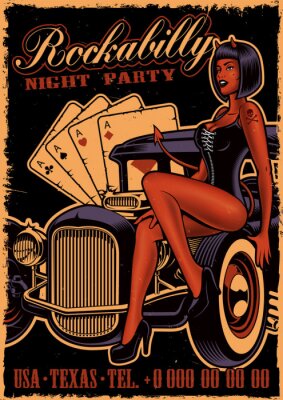Poster  Véhicule rétro et poker