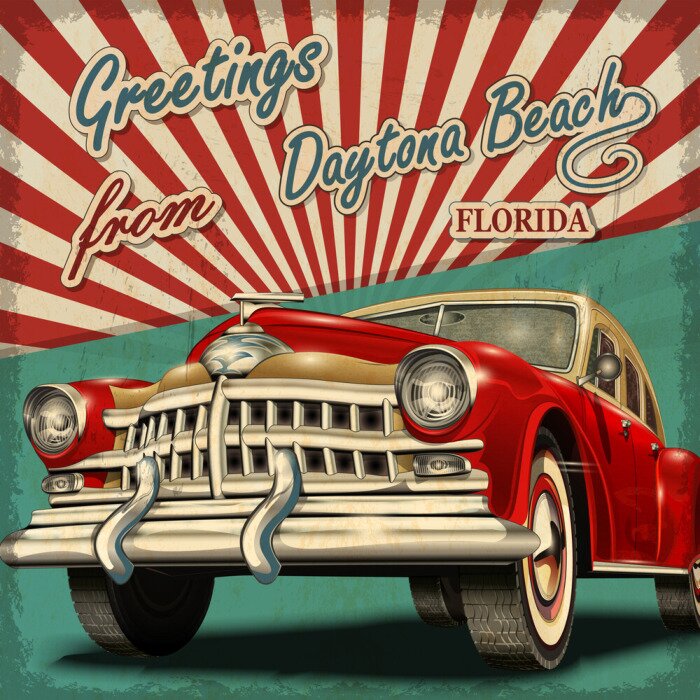 Poster  Véhicule rétro rouge