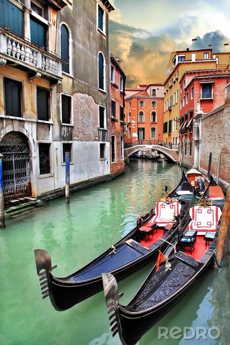 Poster  Venise et ses gondoles noires