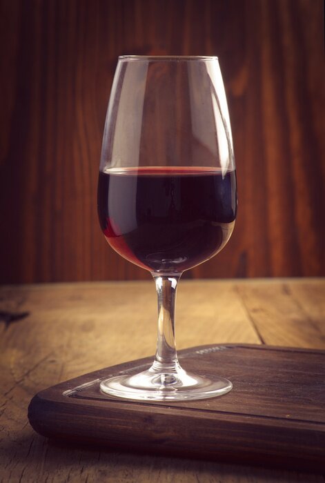 Poster  Verres, bouteille, vin, vieux, bois